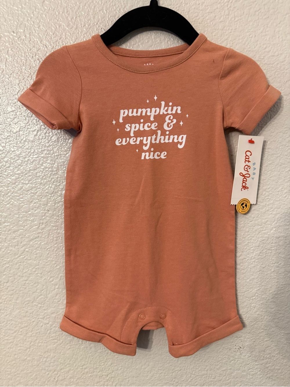 Cat & Jack Rust/Orange Pumpkin Spice Short-Sleeve One-Piece